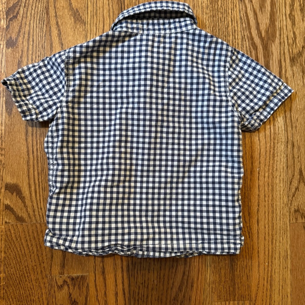 Carter's Navy and White Plaid Button-Down Shirt - 18 month - Picture 3 of 4